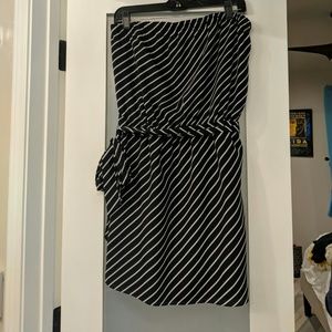 Express Strapless Black and White Dress (Large)